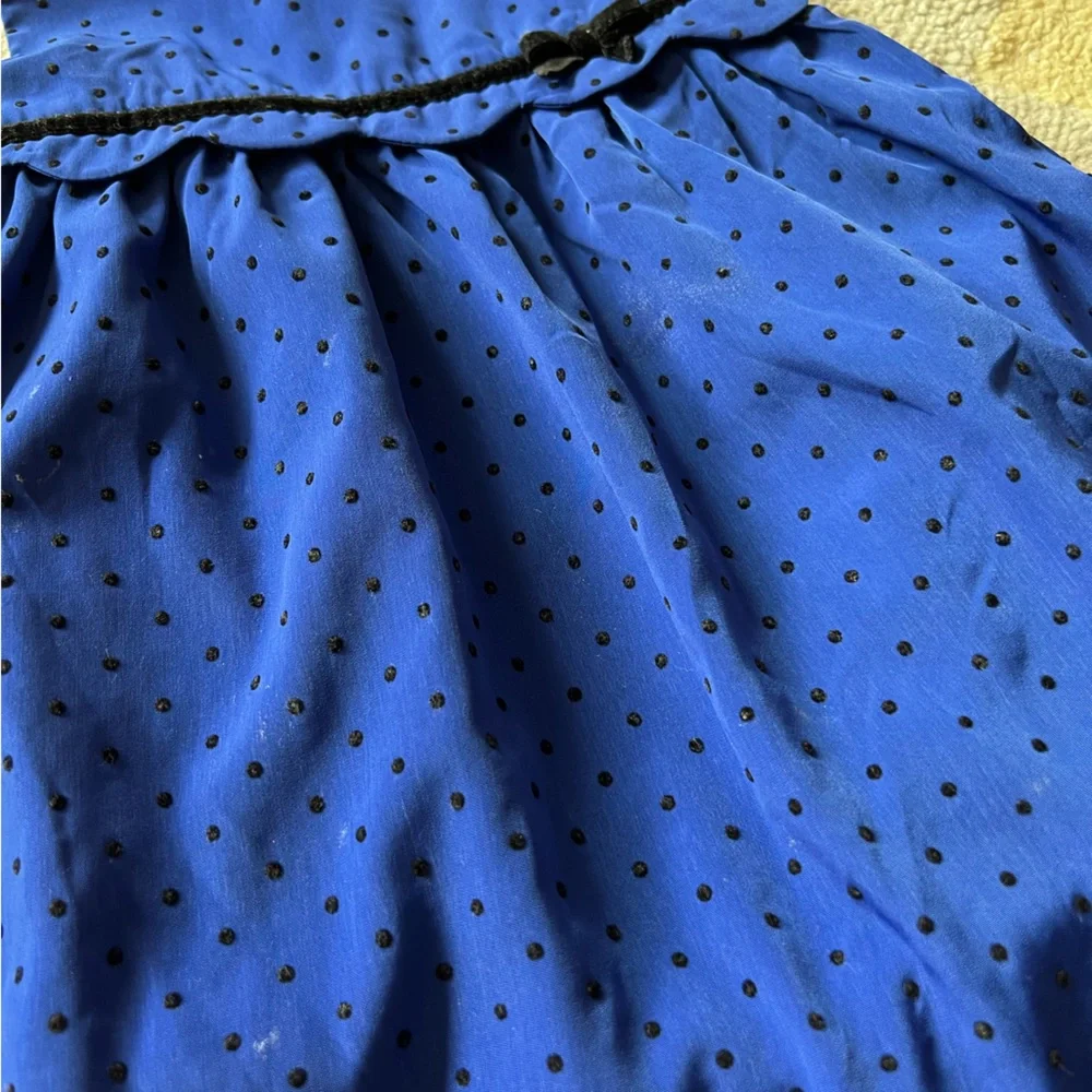 Gymboree Royal Blue Baby Girl Christmas Dress With Black Sweater Size 6-12 Month